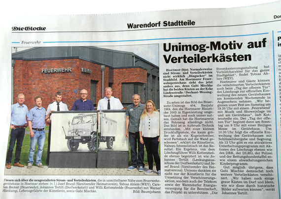 Zeitungsartikel - Die Glocke / Warendorf zu Unimog-Motiv auf Verteilerkästen